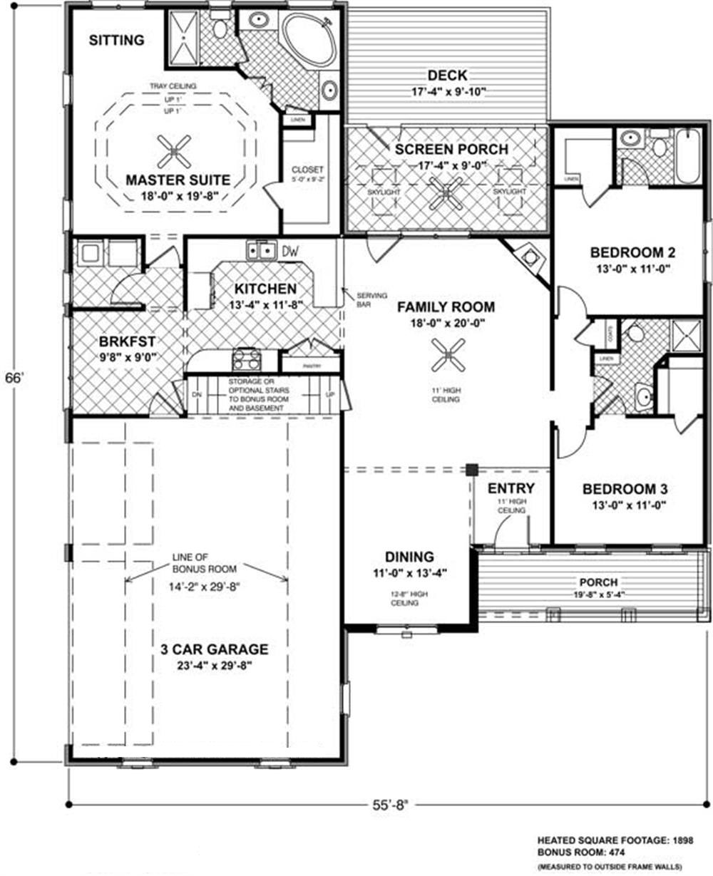 Floor Plan First Story of Country Plan #109-1011